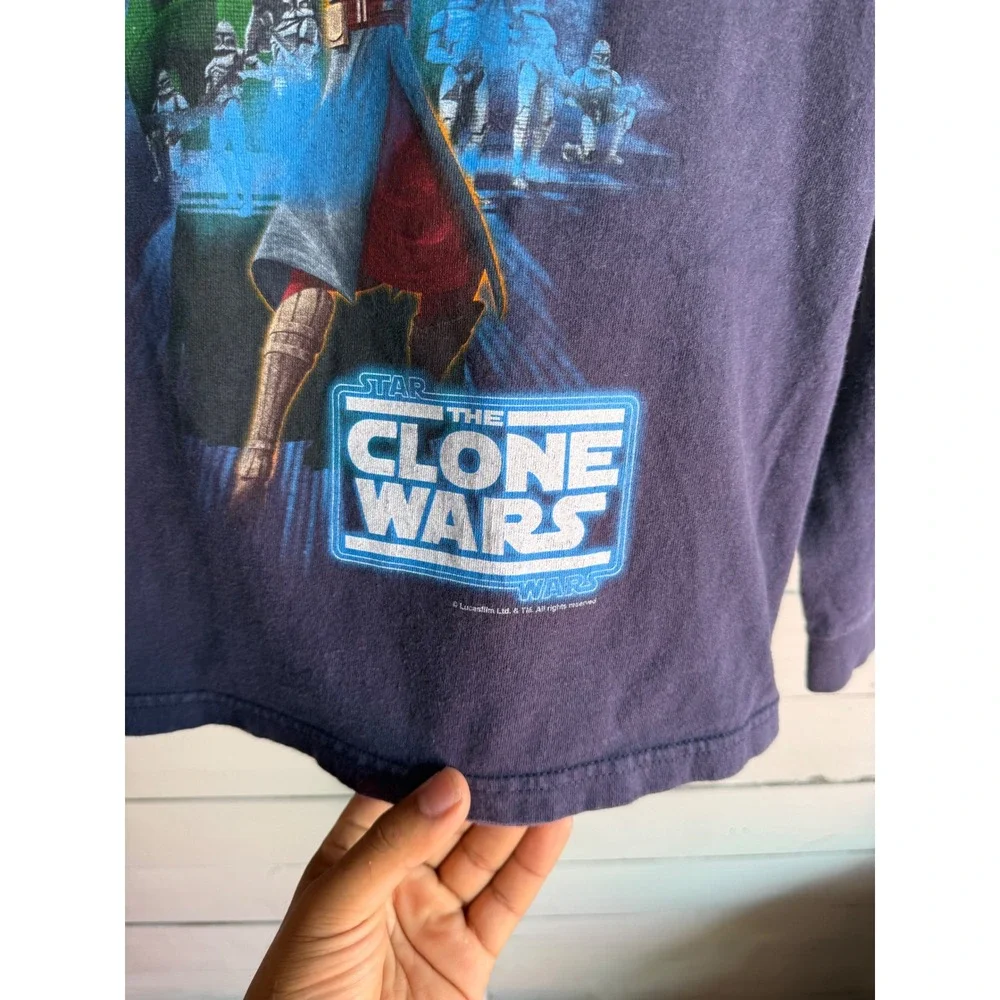 Giant Star Wars The Clone Wars Long Sleeve Graphic Tee Navy Blue Kids Medium